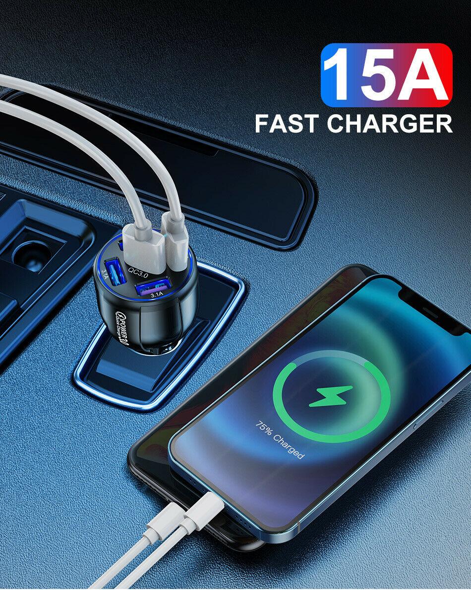 2 Pack PBG 5 Port USB Fast Car Charger with LED Display Charge 5 - Horizon Bliss