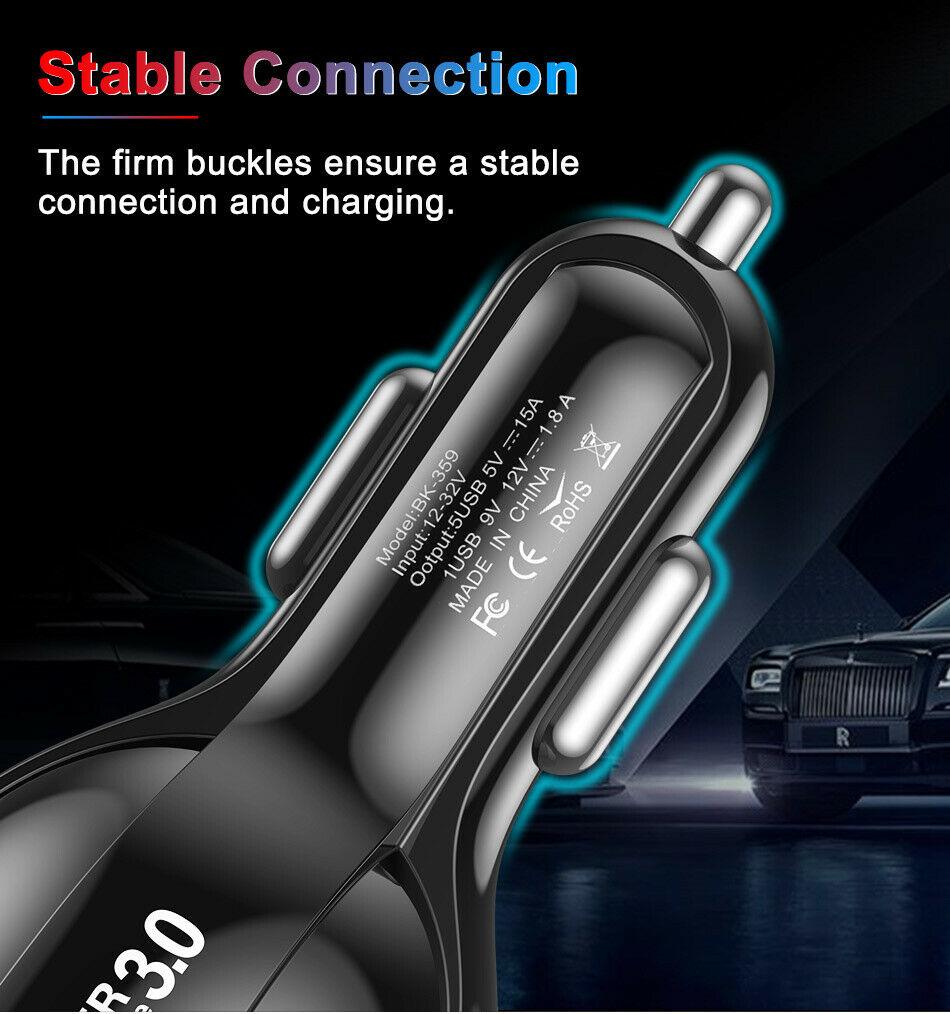 4 Port LED Car Charger + 3 in 1 Cable Combo Silver - Horizon Bliss