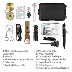 14 in 1 Outdoor Emergency Survival And Safety Gear Kit Camping - Horizon Bliss