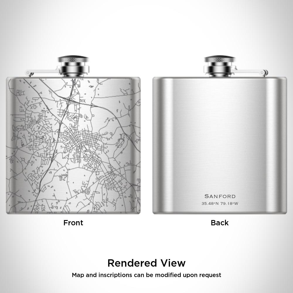 Sanford - North Carolina Map Hip Flask