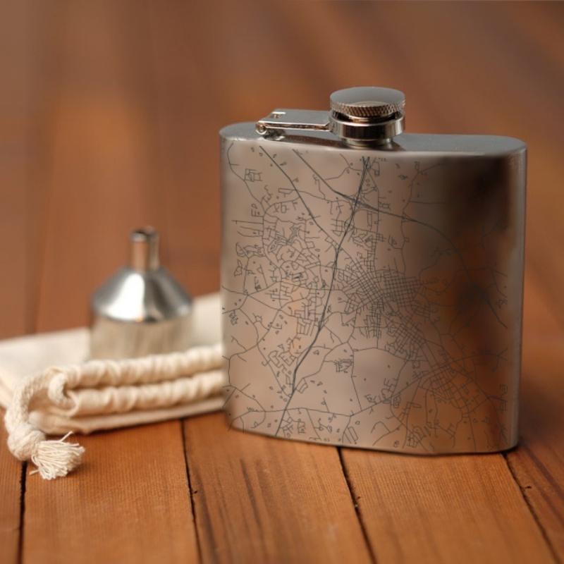 Sanford - North Carolina Map Hip Flask