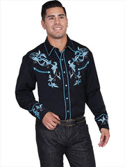 Scully P-844-BLK-L Mens Western Shirt - Black, Large - Horizon Bliss