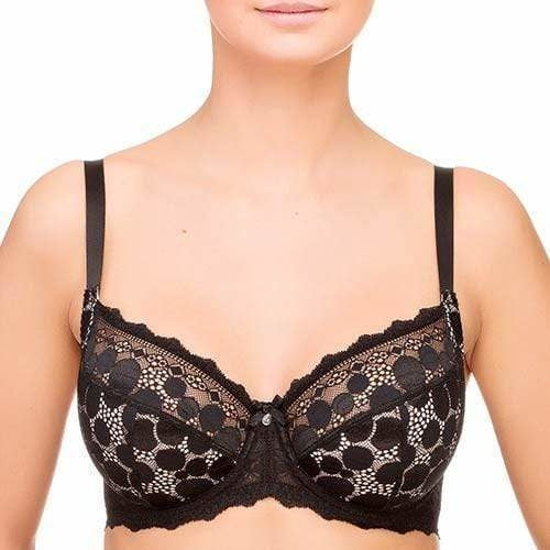 Lauma Pearly Shadow Semi Sheer Full Figure Polka Dot Lace Bra - Horizon Bliss