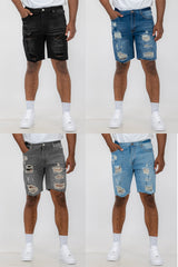 Washed Distressed Denim Shorts - Horizon Bliss