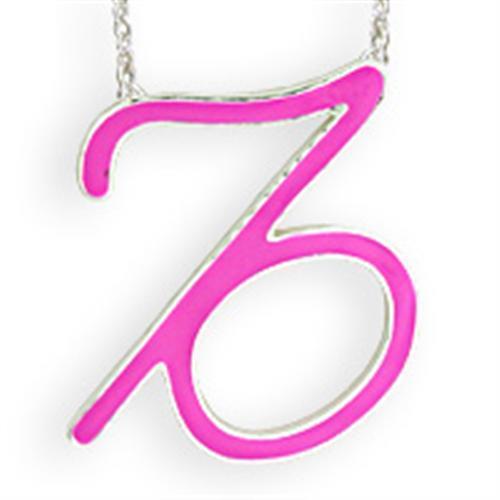 SNK04PINK - Silver Brass Chain Pendant with Epoxy  in Rose