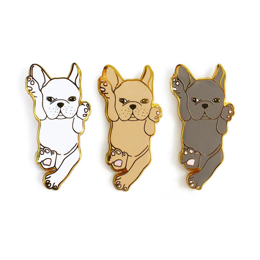 French Bulldog Dog Enamel Pin - Blue