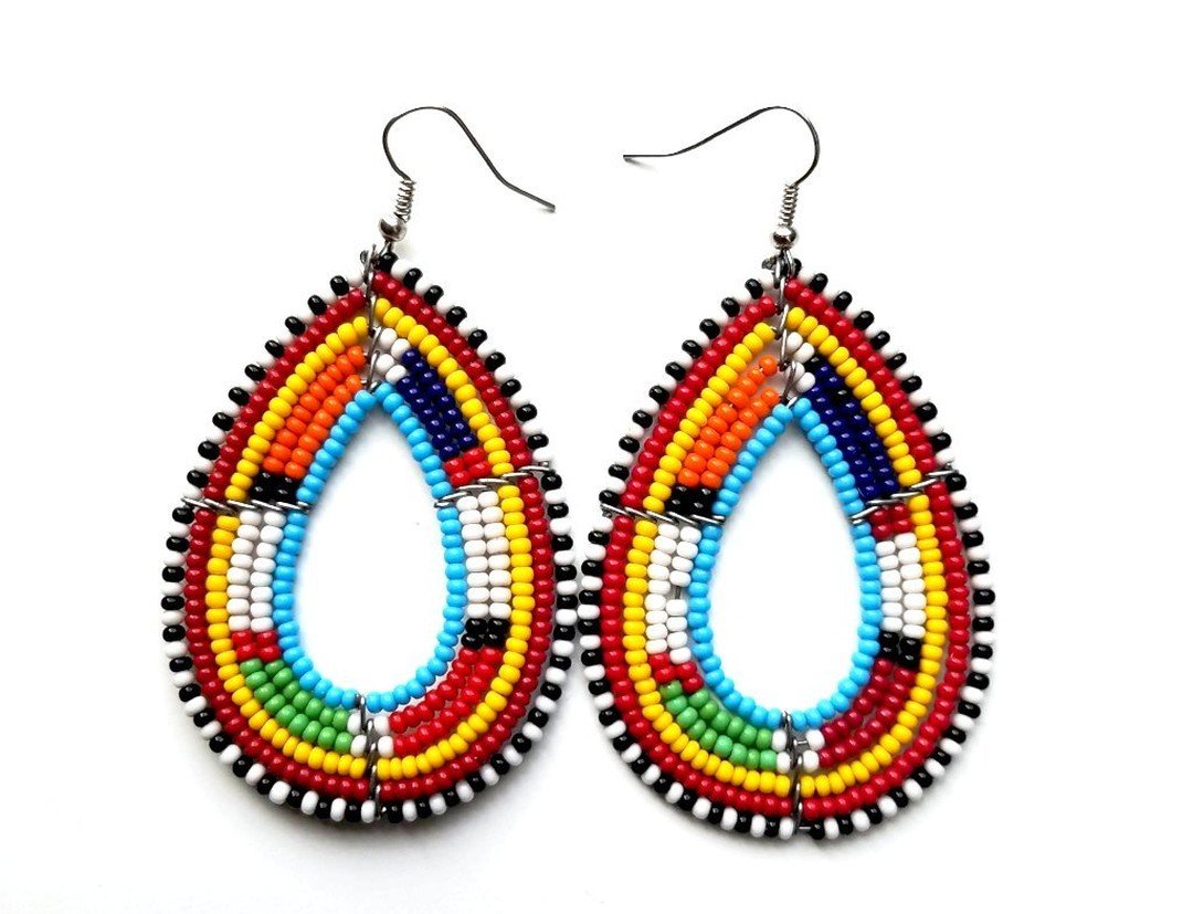 African handmade maasai beaded earrings, traditional Earrings - Horizon Bliss