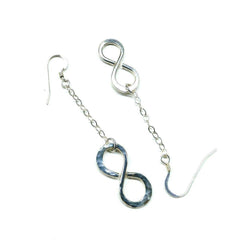 Sterling Silver Hammer Patterned Infinity Earrings