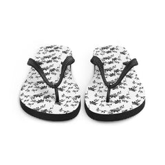 Black and White Floral Flip-Flops - Horizon Bliss