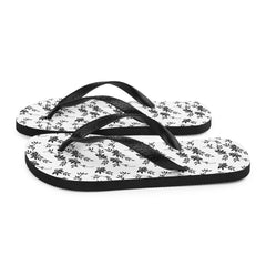 Black and White Floral Flip-Flops - Horizon Bliss