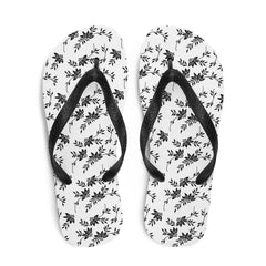 Black and White Floral Flip-Flops - Horizon Bliss