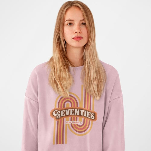 Womens Retro 70's Crewneck Sweatshirt - Horizon Bliss