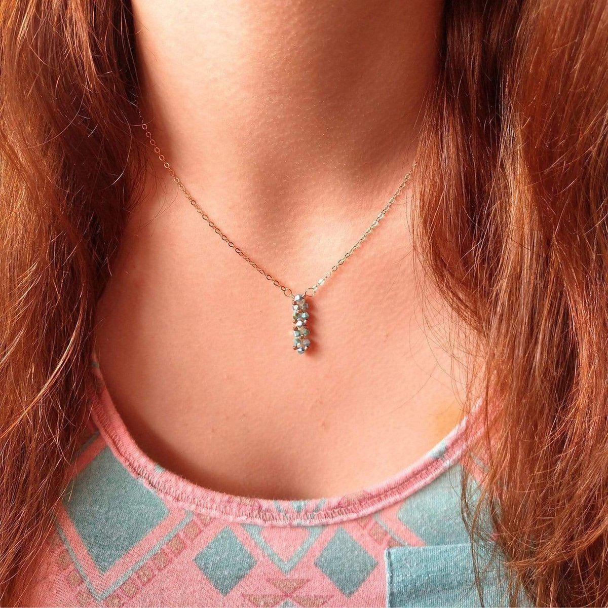 Tiny Super Sparkly Vertical Crystal Bar Necklace - Horizon Bliss