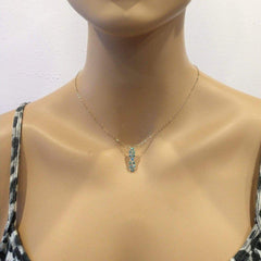 Tiny Super Sparkly Vertical Crystal Bar Necklace - Horizon Bliss