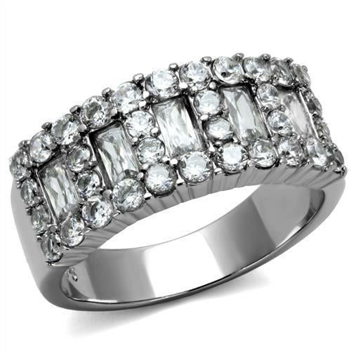 TK2866 - High polished (no plating) Stainless Steel Ring with AAA