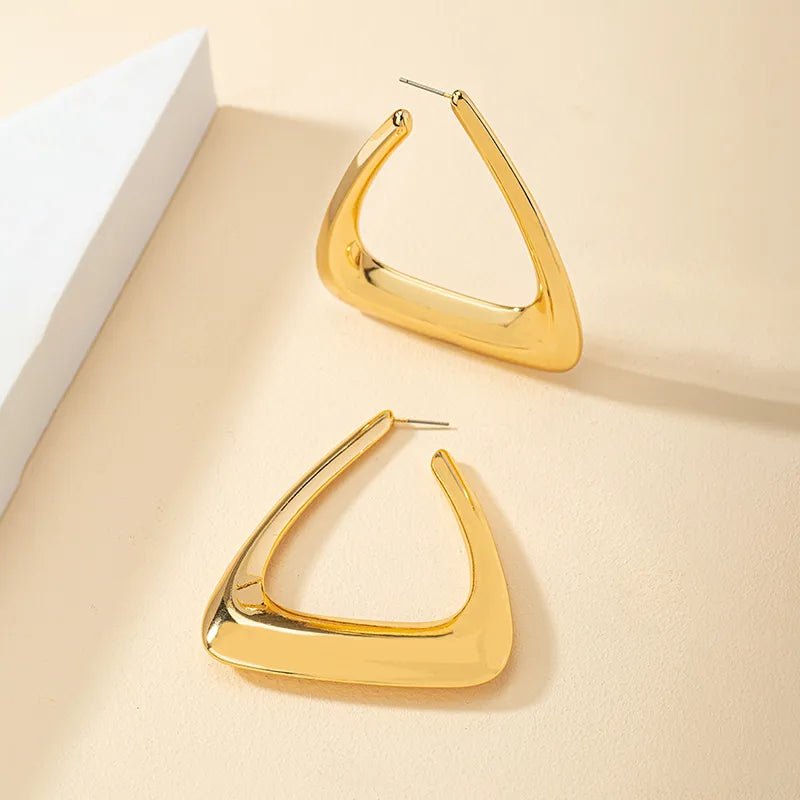 Triangular Gold Earrings - Horizon Bliss