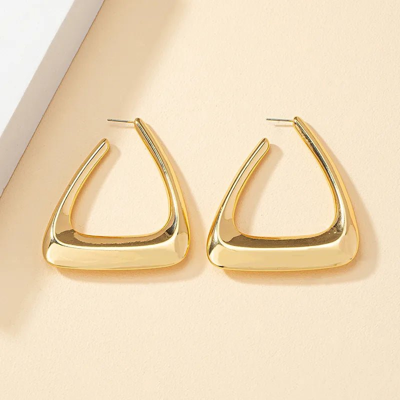 Triangular Gold Earrings - Horizon Bliss