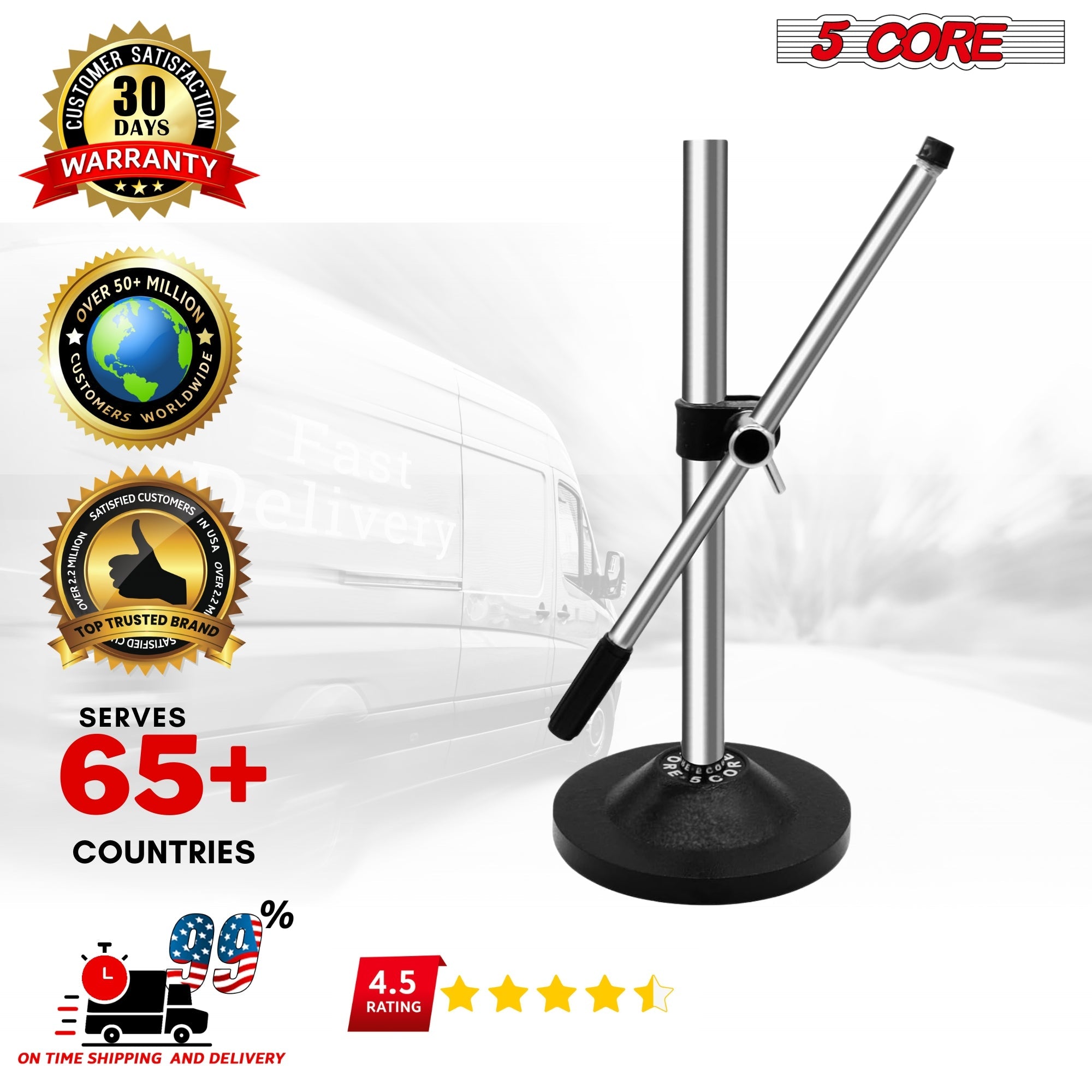 5 Core Desk Mic Stand Adjustable Table Round Base Portable Desktop - Horizon Bliss