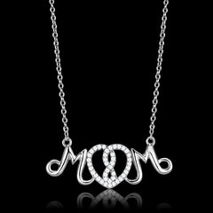 TS571 - Rhodium 925 Sterling Silver Necklace with AAA Grade CZ  in