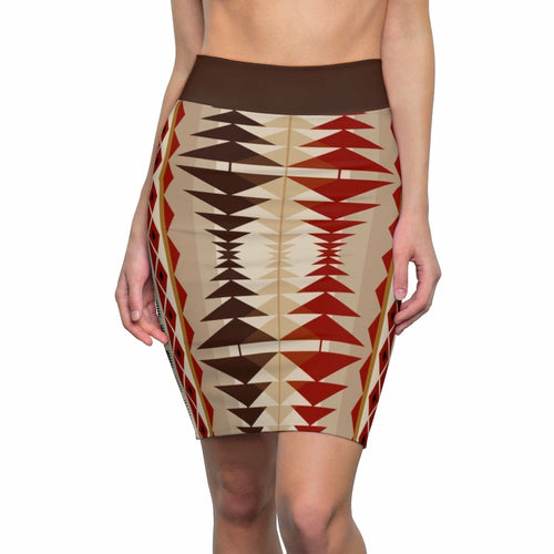 Womens Mini Skirt, High Waisted /multicolor Brown Pencil Skirt - Horizon Bliss