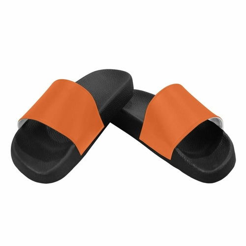 Womens Slides, Flip Flop Sandals, Autumn Orange - Horizon Bliss