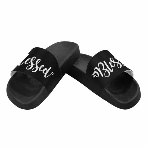 Womens Slides, Flip Flop Sandals, Blessed Print - Horizon Bliss