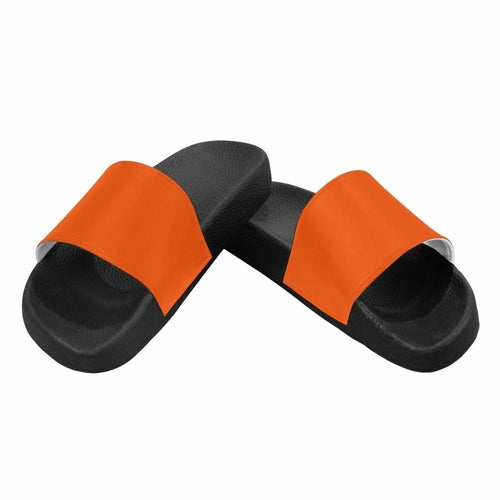 Womens Slides, Flip Flop Sandals, Bright Orange - Horizon Bliss