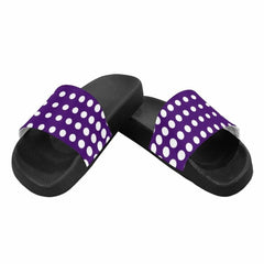 Womens Slides, Flip Flop Sandals, Purple And White Dotted Print - Horizon Bliss