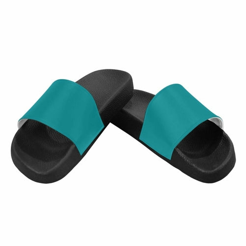 Womens Slides, Flip Flop Sandals, Teal Green - Horizon Bliss