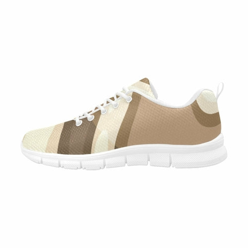 Womens Athletic Shoes, Brown And Cream Abstract Marble Swirl - Horizon Bliss