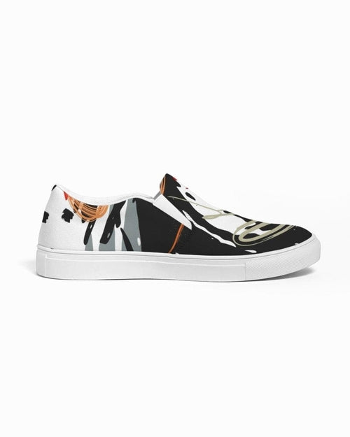 Womens Sneakers - Canvas Slip On Shoes, Multicolor Circular Print - Horizon Bliss