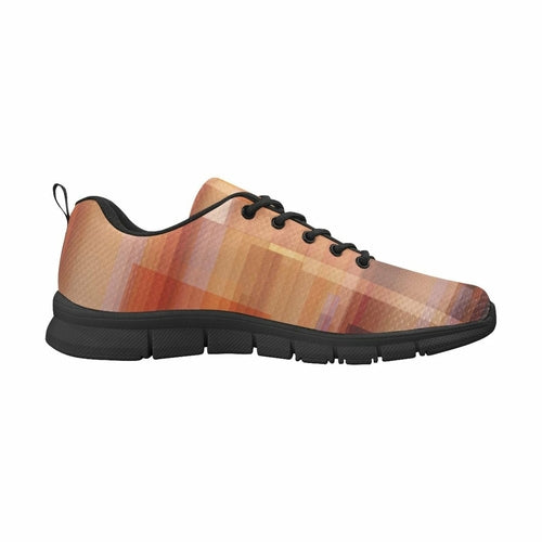 Womens Sneakers, Geometric Brown And Black Running Shoes - Horizon Bliss