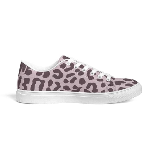 Womens Sneakers - Low Top Sports Shoes, Pink Leopard Print