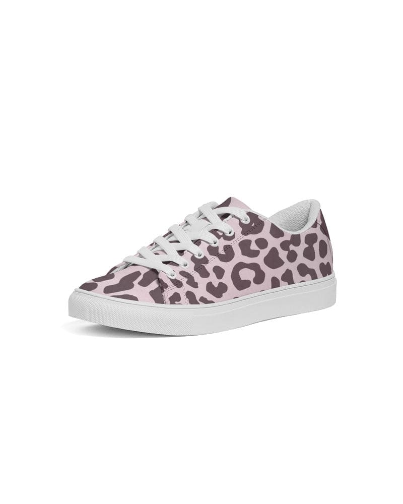 Womens Sneakers - Low Top Sports Shoes, Pink Leopard Print