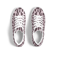 Womens Sneakers - Low Top Sports Shoes, Pink Leopard Print