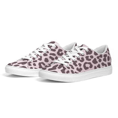 Womens Sneakers - Low Top Sports Shoes, Pink Leopard Print