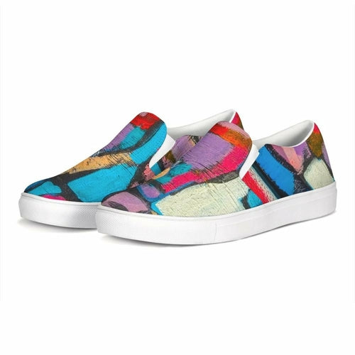 Womens Sneakers - Multicolor Geometric Style Low Top Slip-on Canvas - Horizon Bliss