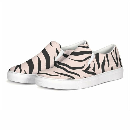 Womens Sneakers - Pink And Black Zebra Stripe Canvas Sports Shoes / - Horizon Bliss