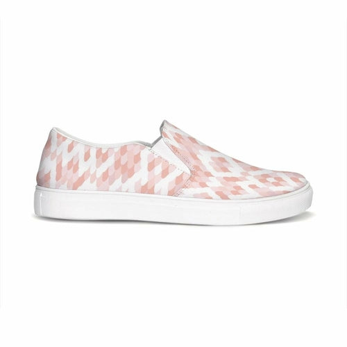 Womens Sneakers - Pink & White Low Top Slip-on Canva Shoes - Horizon Bliss