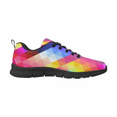 Womens Sneakers, Rainbow Geometric Print Running Shoes - Horizon Bliss