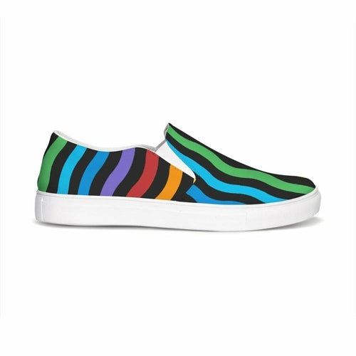 Womens Sneakers - Rainbow Stripe Style Canvas Sports Shoes / Slip-on - Horizon Bliss