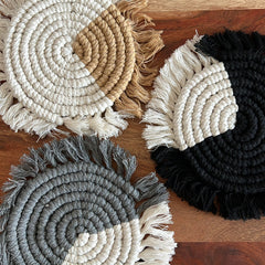 Macramé Drink Coasters, (7inch)