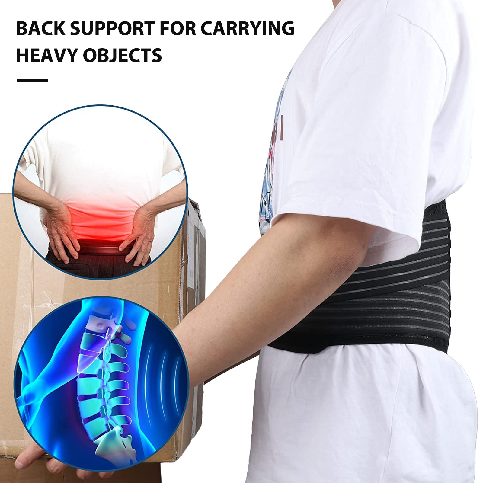 Breathable Mesh Lumbar Support Belt with 6 Stays for Men Women Protect