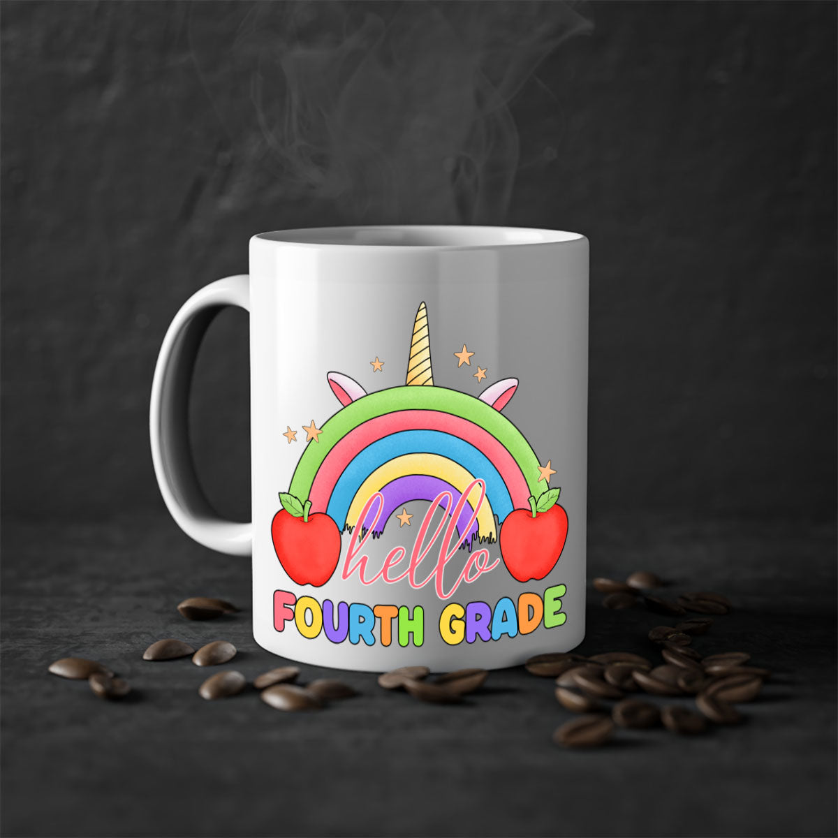 Hello 4th Grade Unicorn Rainbow 14#- 4th grade-Mug / Coffee Cup