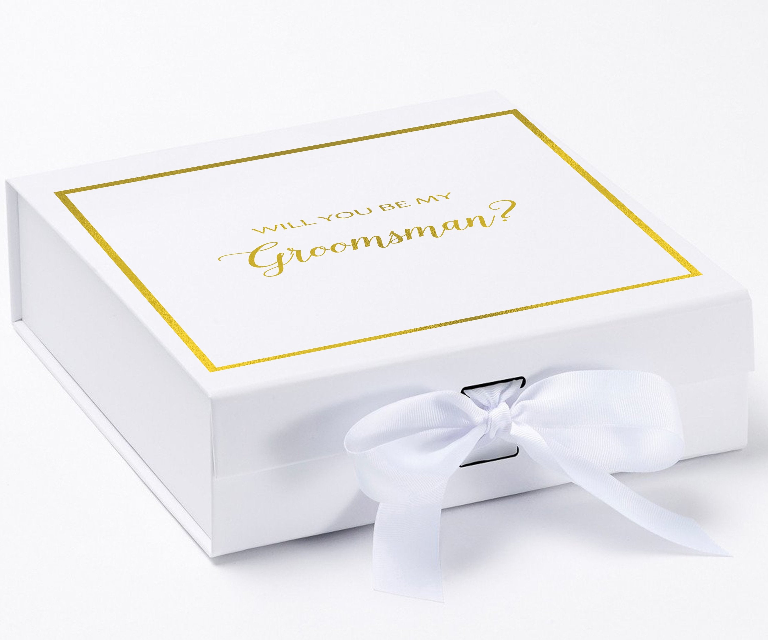 Will You Be My groomsman? Proposal Box White -  Border - Horizon Bliss