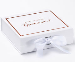 Will You Be My groomsman? Proposal Box White -  Border - Horizon Bliss