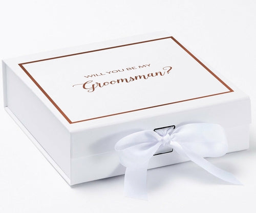 Will You Be My groomsman? Proposal Box White -  Border - Horizon Bliss