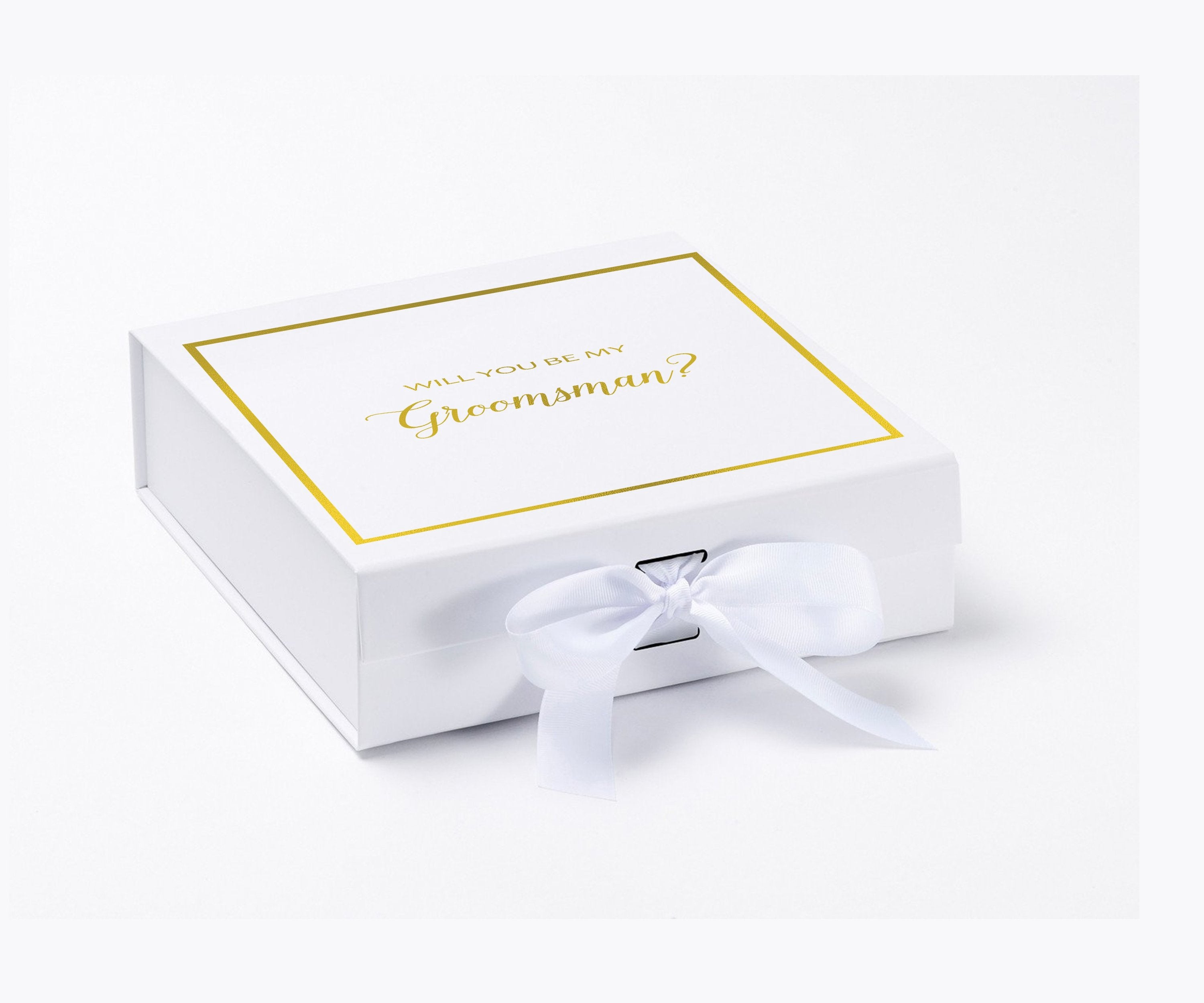 Will You Be My groomsman? Proposal Box White -  Border - Horizon Bliss