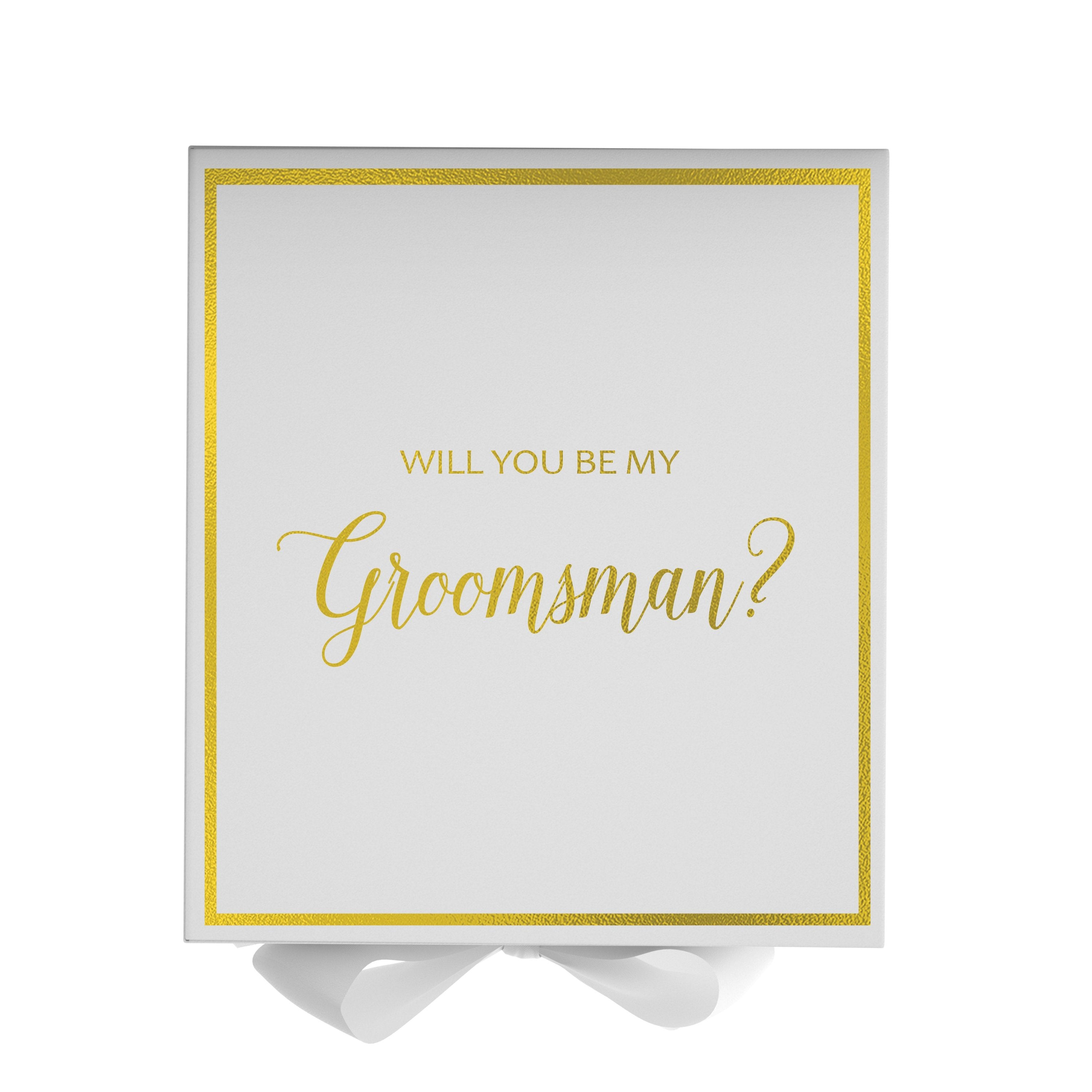 Will You Be My groomsman? Proposal Box White -  Border - Horizon Bliss