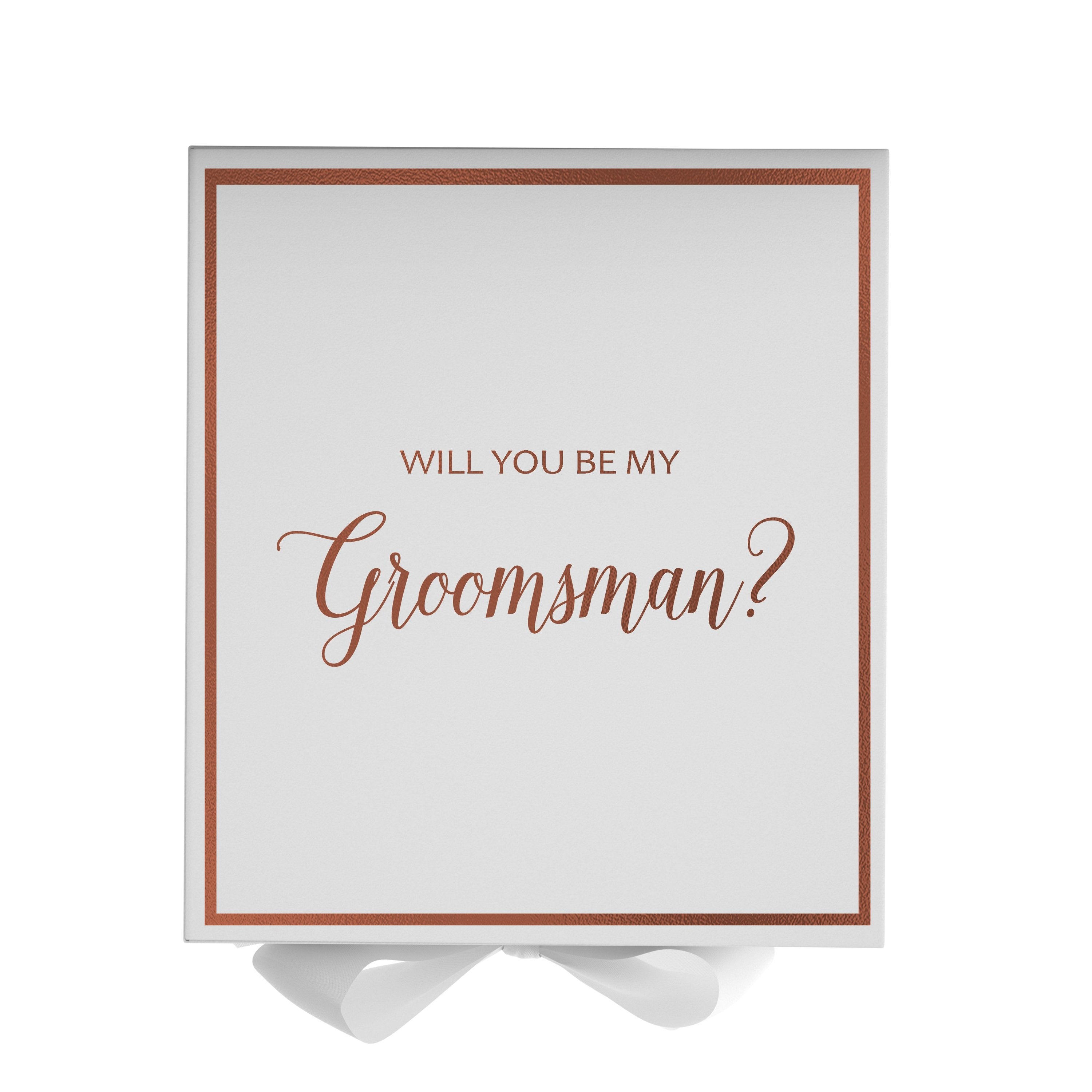 Will You Be My groomsman? Proposal Box White -  Border - Horizon Bliss